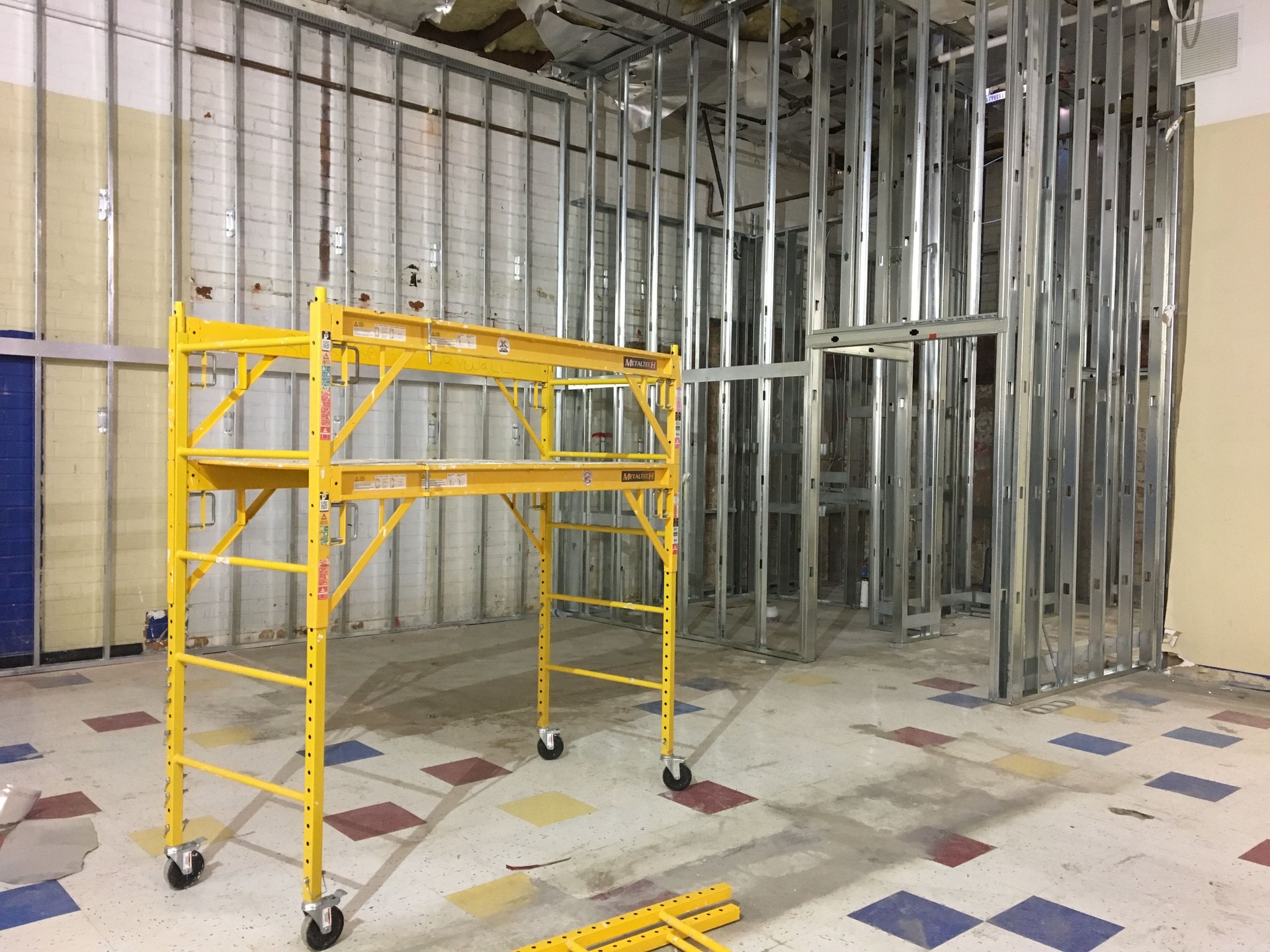 Scaffolding and New Metal Studs, A Retail Store Having a Big Remodel